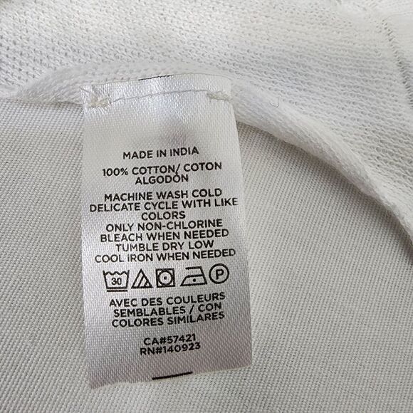 LOFT Outlet Womens Shawl Cape Black White Stripe Geometric Open Knit One Size - Picture 9 of 11